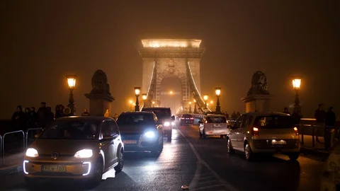 Chain bridge at night Stock Footage 126128120