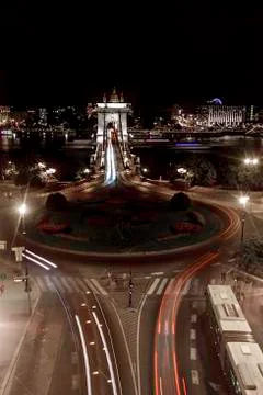 Chain bridge by night Stock Photos