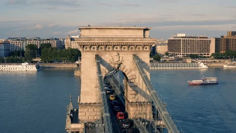 Chain Bridge over the Danube in Budapest Stock Footage 112991206
