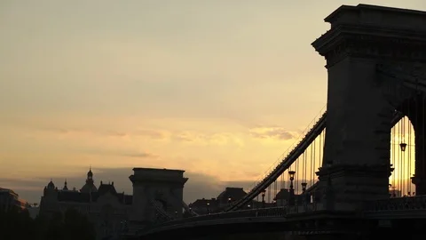 Chain bridge over the danube Stock Footage 70109339