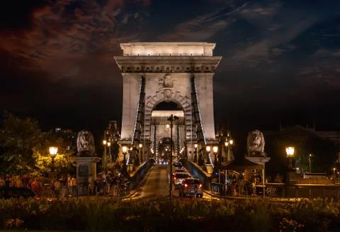 Chain Bridge at sunset Stock Photos