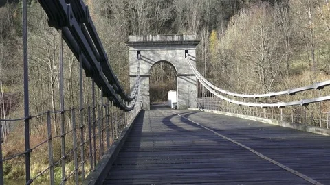 Chain Bridge is a suspension bridge on the river Vltava, Czech Republic Video stock 82417152