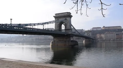 Chain Bridge from under a tree, Budapest, Hungary Stock Footage 47701312