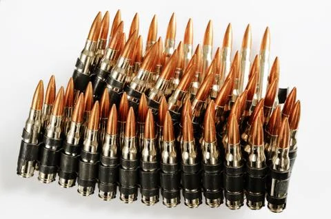 Chain of bullets over white, horizontal Stock Photos