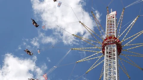 Chain carousel on a high-lift tower. Stock Footage 88622739