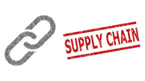 Chain Composition of Chain Items and Scratched Supply Chain Seal Stamp Stock-Illustration
