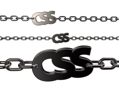 Chain with css-tag on white background - 3d illustration 스톡 일러스트