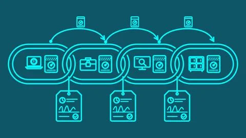 Chain of Custody Icon – Digital Evidence Handoff Through Interlocking Links Stock-Illustration
