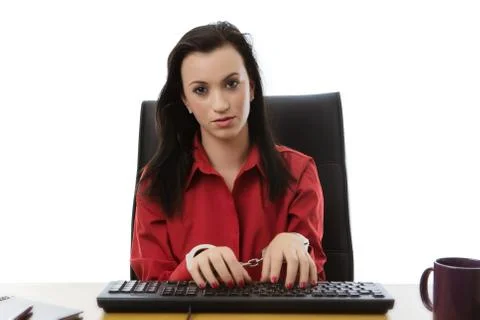 Chain to the desk Stock Photos