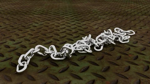 Chain Drop onto Diamond Tread Stock Footage 107173587