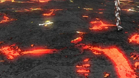 Chain Drop onto Hot Lava Stock Footage 107172031