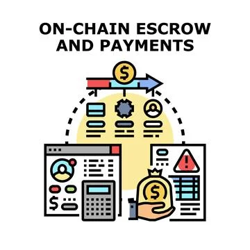 On chain escrow security for blockchain financial payments Stock Illustration