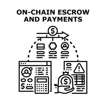 On chain escrow security for blockchain financial payments Stock Illustration