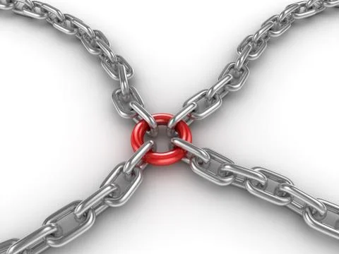 Chain fastened by a red ring Stock Illustration