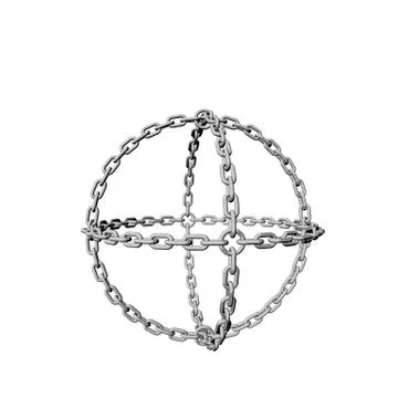 Chain in form of sphere. Isolated on white background.3D rendering illustrati Иллюстрация