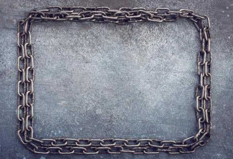 Chain frame on grunge Fotos de archivo