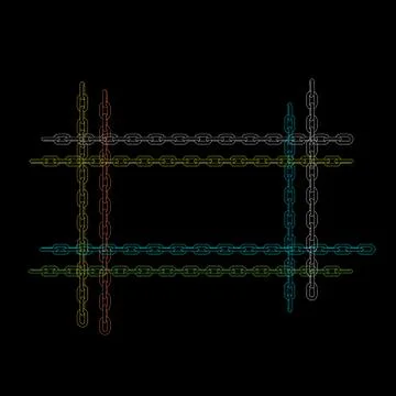 Chain frame. Isolated on black background.Vector outline illustration. 스톡 일러스트