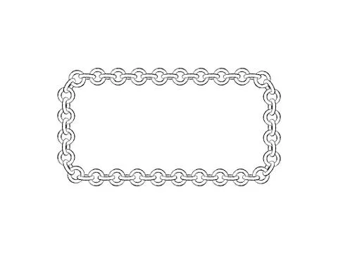 Chain frame.Rectangle. Isolated on white background.Sketch illustration. Illustrazione stock