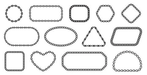 Chain frames. Different shapes and braidings, recurring segments, decorative Stock Illustration