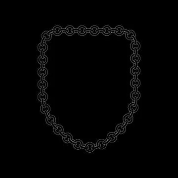Chain frame.Shield. Isolated on black background.Vector outline illustration. 스톡 일러스트