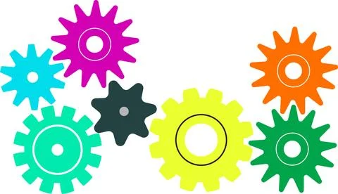 Chain Gear Algorithms, multiple Gear chain cycle, moving gear イラスト素材