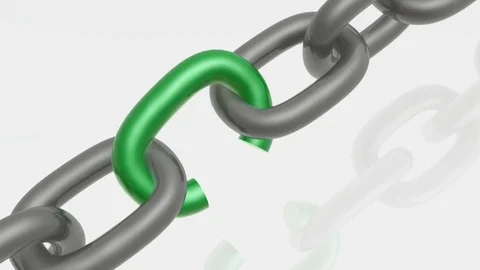 Chain with green link Stock Footage 104306134