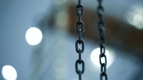 Chain hanging down from sailing Stock Footage 112890384