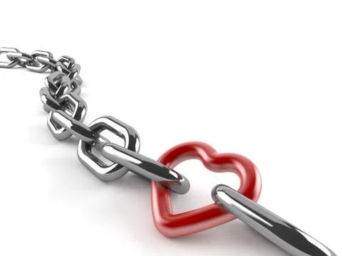 Chain with heart link Stock Illustration