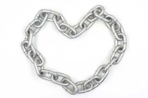 Chain of heart shape on white background. Stock Photos