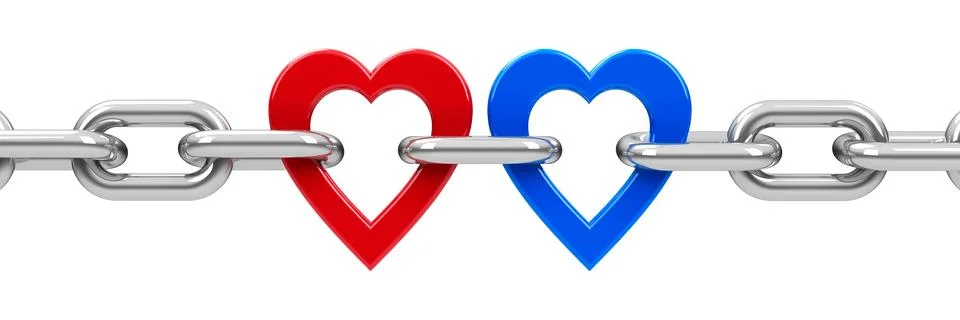 Chain with hearts Stock Illustration