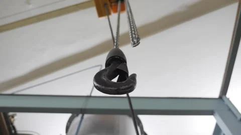 Chain Hook Crane Of Electric Hoist In Workshop Stock Footage 245350829