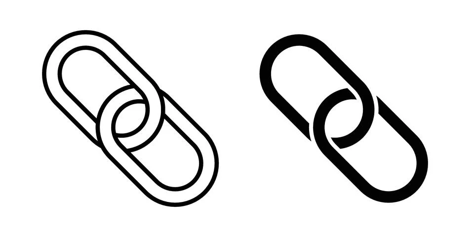 Chain icon linear versions pack on white background Stock Illustration