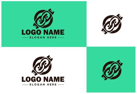 Chain icon logo vector art graphics for business brand app icon Chain logo .. Stock Illustration