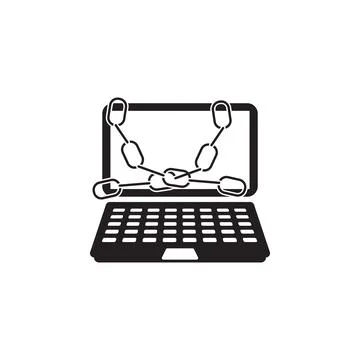 Chain on laptop icon. Elements of cyber security icon. Premium quality graphic Stock Illustration