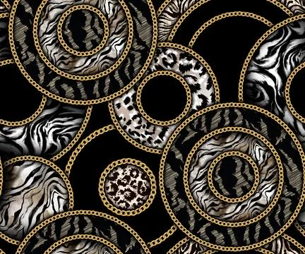Chain Leopard and zebra pattern design. 스톡 일러스트