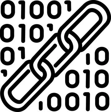 Chain link with binary data code icon Illustration