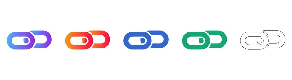 Chain Link Connection Icon Set Stock Illustration