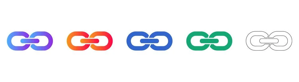 Chain Link Connection Icon Set in Gradient and Line Art Illustrazione stock