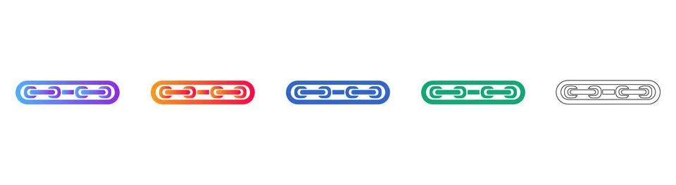 Chain Link Connection Icons for Digital Security &amp; Networking Stock Illustration