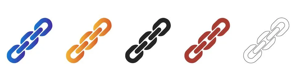 Chain link connection security concept icon set Stock Illustration