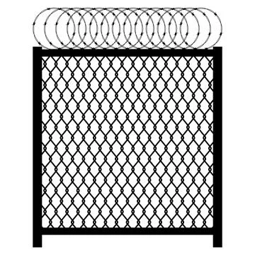 Chain Link Fence with Barbed Wire Silhouette Vector Illustration Stock Illustration