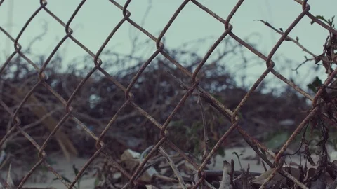 Chain link fence handheld Stock Footage 100884865