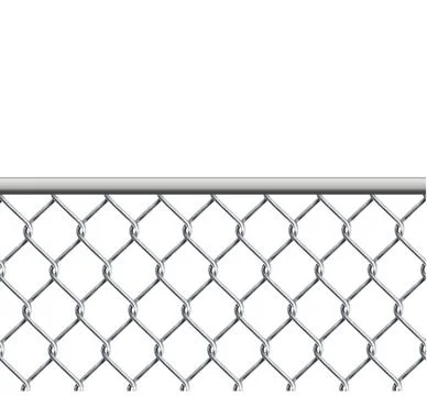 Chain link fence wire mesh steel metal isolated on transparent background. Art Stock Illustration