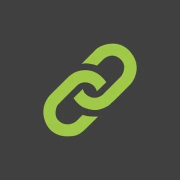 Chain, link flat green icon vector illustration isolated on grey background. Stock Illustration