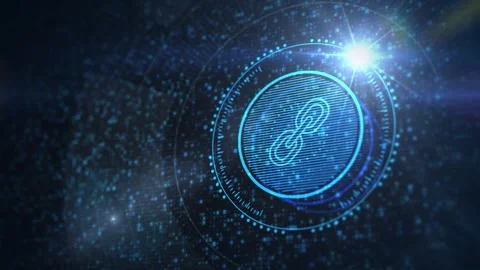 Chain Link icon on abstract blue background. Hyperlink chain symbol concept. Stock Footage 280974064