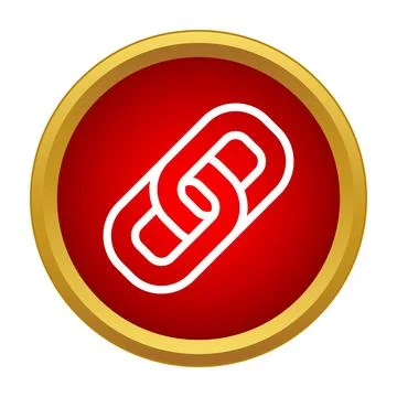 Chain link icon showing connection on red button Stock Illustration