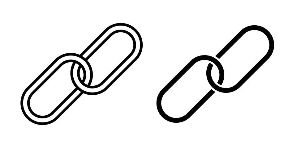 Chain link icon thin line and clipart style vector set Illustrazione stock