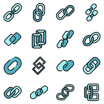 Chain link icons set vector flat 스톡 일러스트