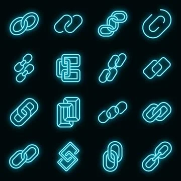 Chain link icons set vector neon 스톡 일러스트