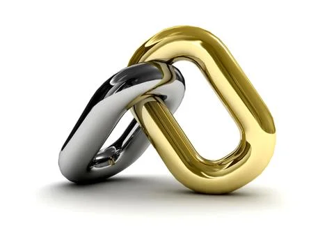 Chain link isolated on white background. Concept 3D illustration. Stock Illustration